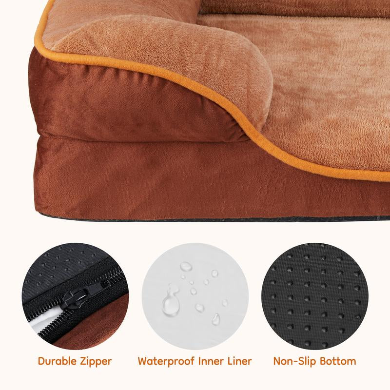 【Deal】Orthopedic Dog Bed, Memory Foam Pet Bed for Medium Dogs with Washable Removable Cover Non-Slip Base Waterproof Liner Egg Crate Foam