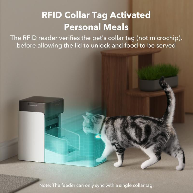 PETLIBRO Upgraded RFID Automatic Cat Feeder, 5G Wi-Fi Automatic Pet Feeder, 3L Auto Cat Feeder App Control with Light Collar Tag, Tag Activated One Automatic Cat Food Dispenser 1-10 Meals Control