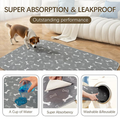 XAKING Washable Pets Pee Pads 2-Pack & Multiple Sizes - Stylish, Non-Slip, Leak-Proof & Ultra-Absorbent Reusable Mats for Crate, Floor & Dog Training