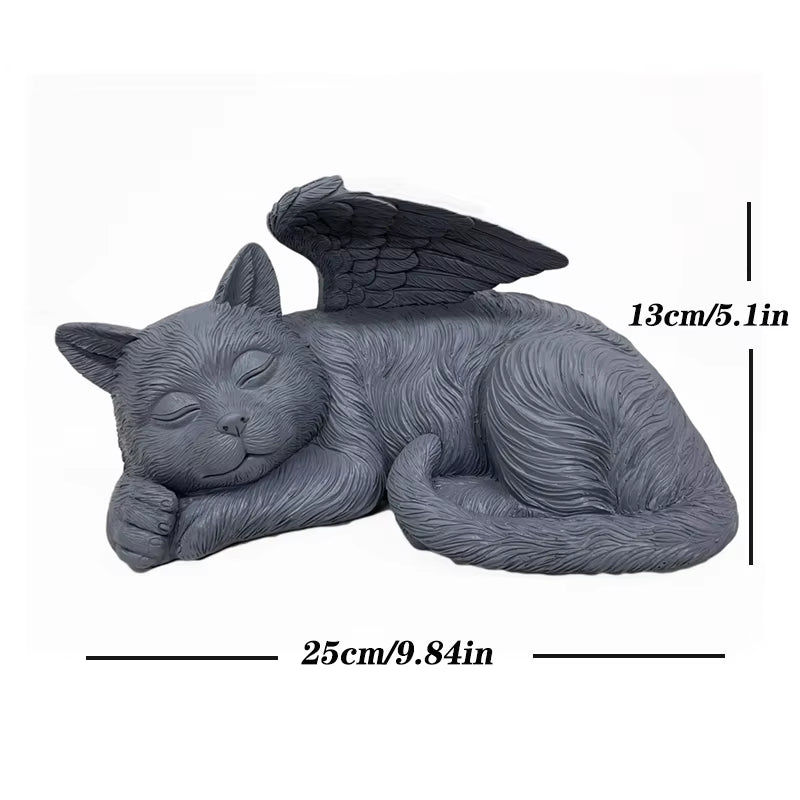 the Dog Cat Angel Memorial Statue Placed in Indoor Decorations Pet Tombstone Dogs Figurines Pet Grave Markers Wing