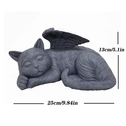 the Dog Cat Angel Memorial Statue Placed in Indoor Decorations Pet Tombstone Dogs Figurines Pet Grave Markers Wing
