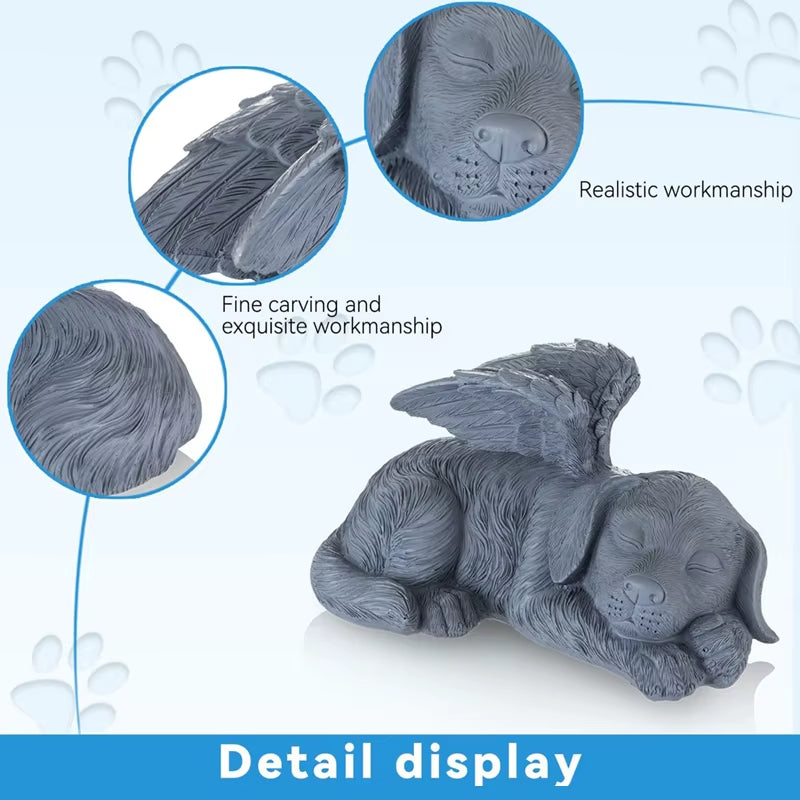 the Dog Cat Angel Memorial Statue Placed in Indoor Decorations Pet Tombstone Dogs Figurines Pet Grave Markers Wing