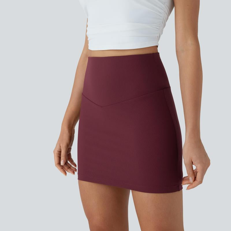 Patitoff Flow Pet Hair Resistant High Waisted Tummy Control 2-In-1 Bodycon Mini Casual Skirt