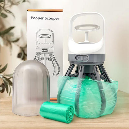 Portable Dog Pooper Scooper, 2-In-1 No Touch Handheld Claw with Bag Dispenser, Lightweight Waste Cleaner for Grass, Concrete Surfaces