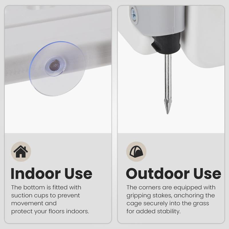 Pettrove - Plastic Pet Playpen, Durable Puppy Playpen with Lockable Door and Non-Slip Bottom, Portable Indoor Outdoor Puppy Pen