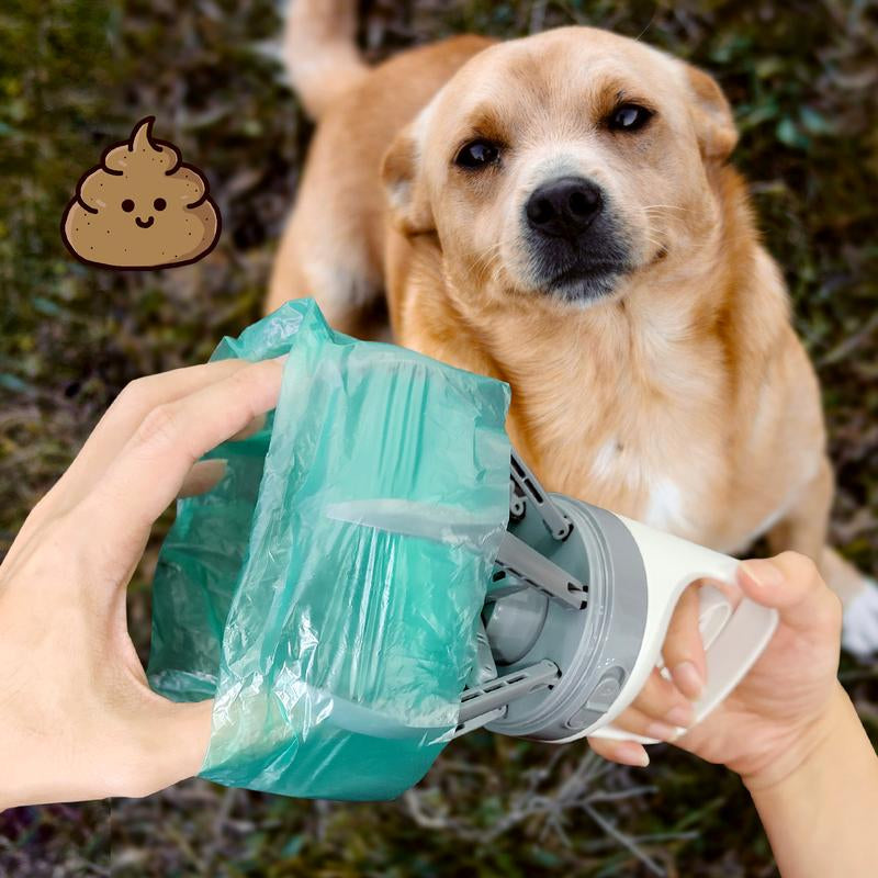 Portable Dog Pooper Scooper, 2-In-1 No Touch Handheld Claw with Bag Dispenser, Lightweight Waste Cleaner for Grass, Concrete Surfaces