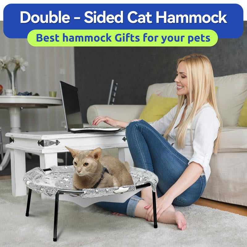 【Desk Pet Hammock】Pomesea Large Cat Bed for Cats,Calming Cat & Dog Bed for Small Dogs, Anti-Anxiety, Glow in the Dark,Soft Elevated Cat Bed for Indoor Pets