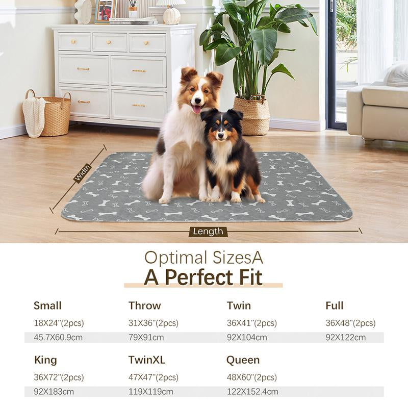 XAKING Washable Pets Pee Pads 2-Pack & Multiple Sizes - Stylish, Non-Slip, Leak-Proof & Ultra-Absorbent Reusable Mats for Crate, Floor & Dog Training