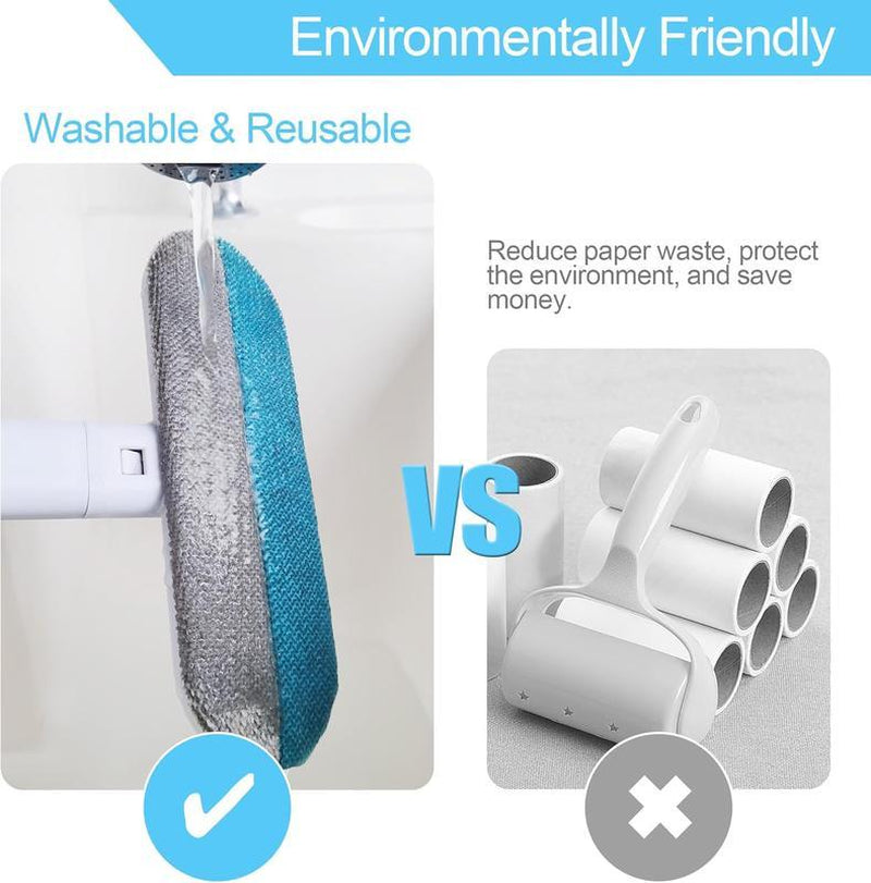 Reusable Pet Hair Remover Brush – Multi-Functional Lint Cleaner for Dog & Cat Hair, Extra-Long Handle, Washable Grooming Tool for Furniture, Clothes, Bedding, Sofa, Carpets & Window Screens