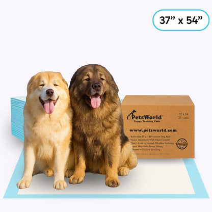 PETSWORLD Enormous Dog Training & Potty Pads, 37X54 Inch - Tear Resistant with Strong Leak-Proof Backing, Optional Adhesive Tape