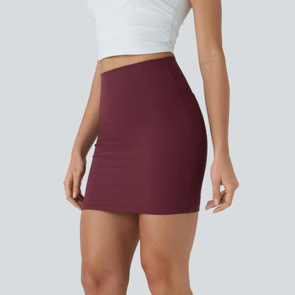 Patitoff Flow Pet Hair Resistant High Waisted Tummy Control 2-In-1 Bodycon Mini Casual Skirt