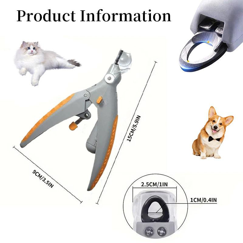 LED Light Pet Nail Clipper- Great for Trimming Cats & Dogs Nails & Claws, 5X Magnification That Doubles as a Nail Trapper, Quick-Clip, Steel Blades