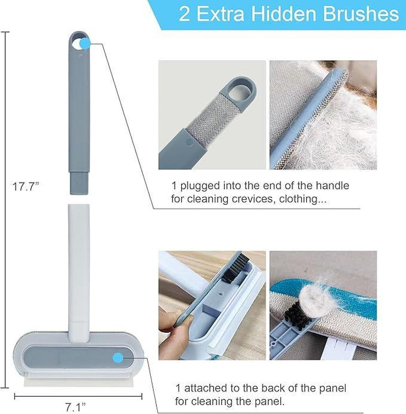 Reusable Pet Hair Remover Brush – Multi-Functional Lint Cleaner for Dog & Cat Hair, Extra-Long Handle, Washable Grooming Tool for Furniture, Clothes, Bedding, Sofa, Carpets & Window Screens