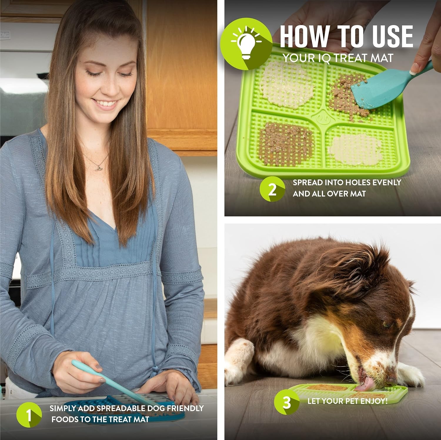 IQ Treat Lick Mat for Dogs, Dog Slow Feeder & Cat Lick Mats | Great Alternative to Slow Feeder Bowls & Cat Feeders | Perfect Dog Licking Mat, Cats Puzzle & Enrichment Toys