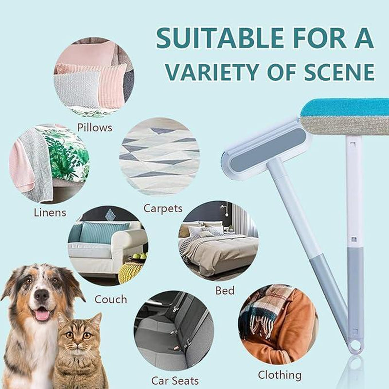 Reusable Pet Hair Remover Brush – Multi-Functional Lint Cleaner for Dog & Cat Hair, Extra-Long Handle, Washable Grooming Tool for Furniture, Clothes, Bedding, Sofa, Carpets & Window Screens