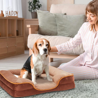 【Deal】Orthopedic Dog Bed, Memory Foam Pet Bed for Medium Dogs with Washable Removable Cover Non-Slip Base Waterproof Liner Egg Crate Foam