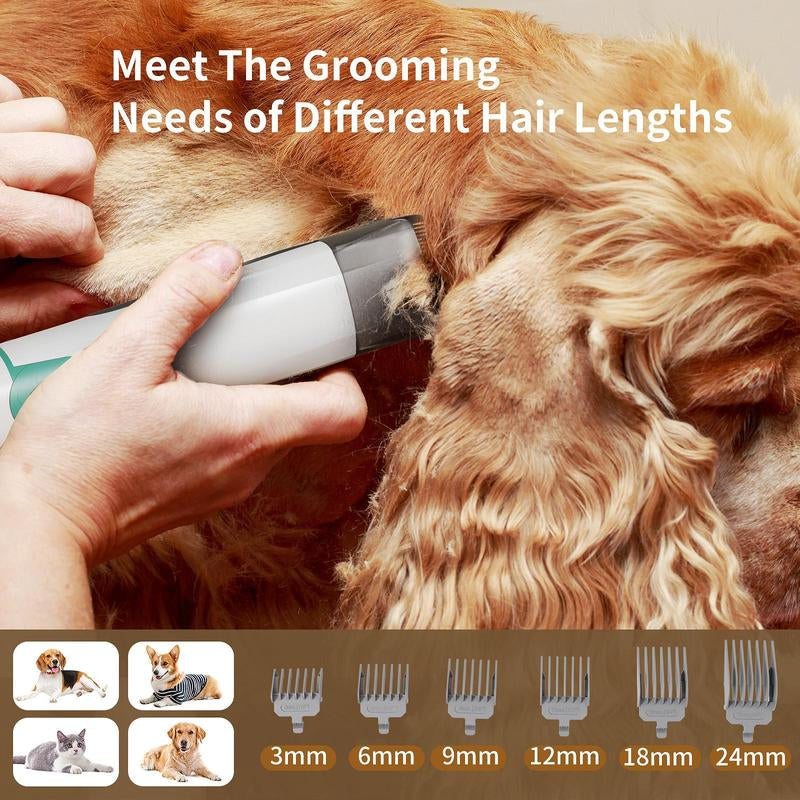 Pet Groomer 7-In-1 Grooming Vacuum for Dogs & Cats with Multi-Pack Attachments for Shedding Grooming and Pet Care Effortless Grooming & Vacuuming 6 Precise Guide Combs Low Noise Design