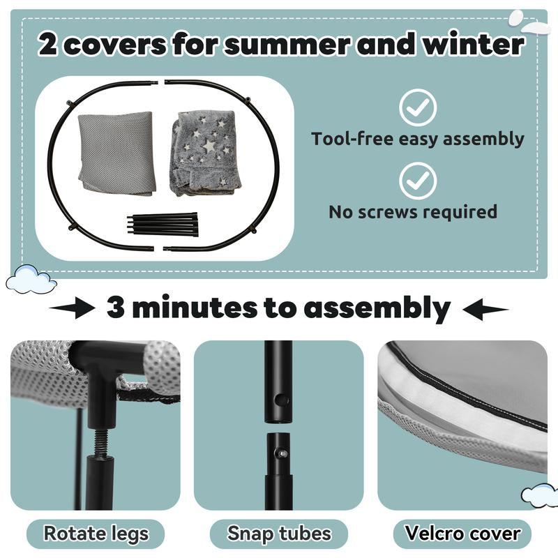 【Desk Pet Hammock】Pomesea Large Cat Bed for Cats,Calming Cat & Dog Bed for Small Dogs, Anti-Anxiety, Glow in the Dark,Soft Elevated Cat Bed for Indoor Pets