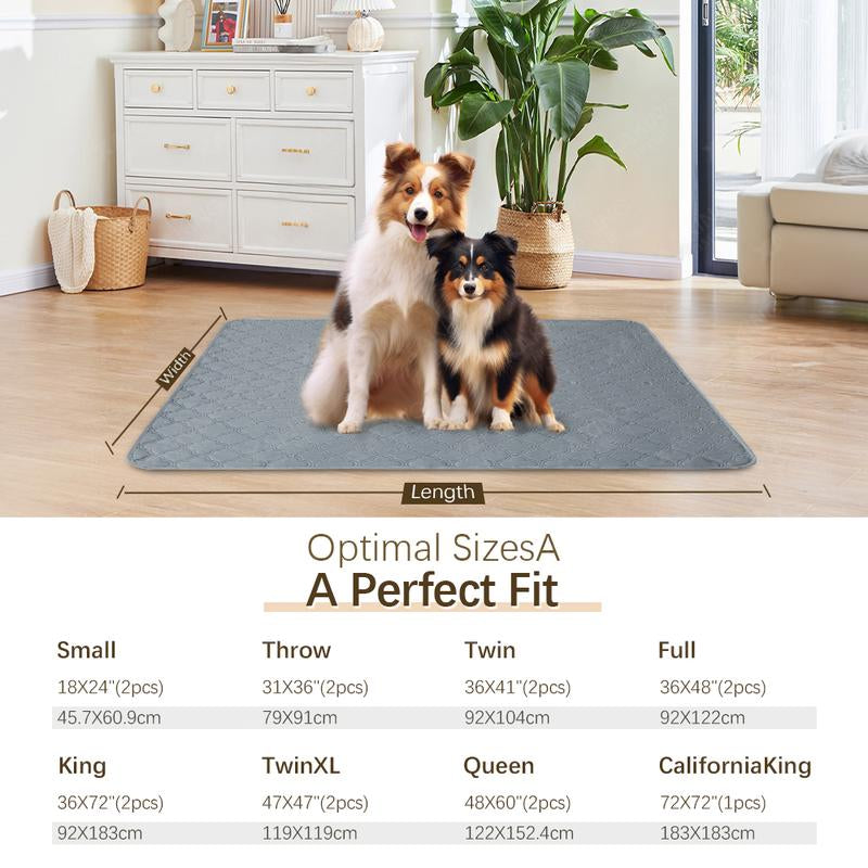 XAKING Washable Pets Pee Pads 2-Pack & Multiple Sizes - Stylish, Non-Slip, Leak-Proof & Ultra-Absorbent Reusable Mats for Crate, Floor & Dog Training