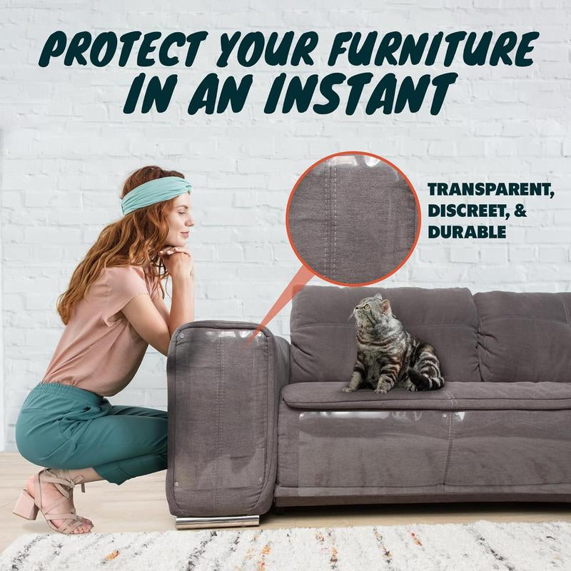 AISOON 12 Pack anti Cat Scratch Furniture Protector, Couch Protector from Cat Claws - Heavy-Duty, Easy-To-Apply Scratching Deterrent and Shield for Sofa Corners, Walls, Doors- with 50 Twist Pins