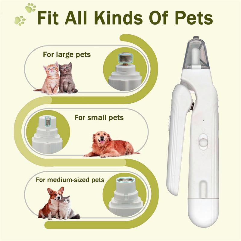 【Tiktokshopfalldealsforyou】2-In-1 Cat and Dog Pet Nail Clipper - USB Rechargeable with LED Light and Safety Guard to Prevent Over-Trimming, Professional Grooming Tool for Cats, Simple and Safe Essential Pet Care Item, White