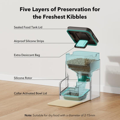 PETLIBRO Upgraded RFID Automatic Cat Feeder, 5G Wi-Fi Automatic Pet Feeder, 3L Auto Cat Feeder App Control with Light Collar Tag, Tag Activated One Automatic Cat Food Dispenser 1-10 Meals Control