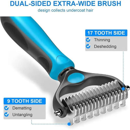 Pet Grooming Brush & Rake Tool - Removes Mats, Tangles | Dog Grooming Essential