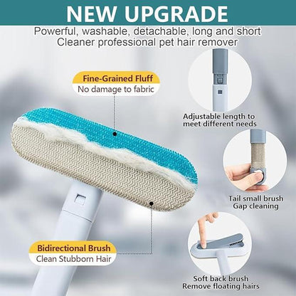 Reusable Pet Hair Remover Brush – Multi-Functional Lint Cleaner for Dog & Cat Hair, Extra-Long Handle, Washable Grooming Tool for Furniture, Clothes, Bedding, Sofa, Carpets & Window Screens
