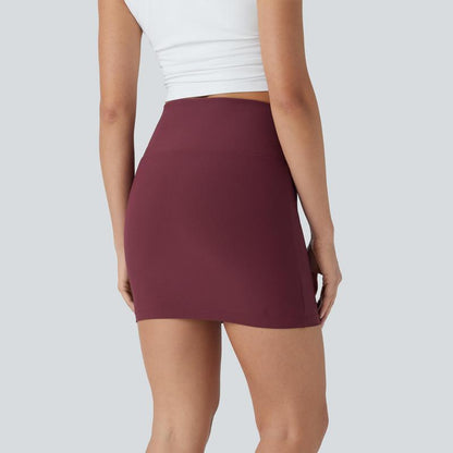 Patitoff Flow Pet Hair Resistant High Waisted Tummy Control 2-In-1 Bodycon Mini Casual Skirt