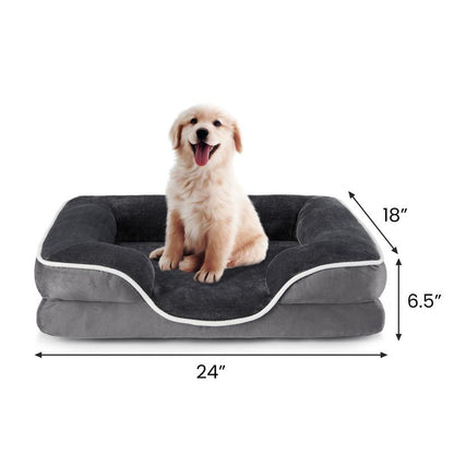 【Deal】Orthopedic Dog Bed, Memory Foam Pet Bed for Medium Dogs with Washable Removable Cover Non-Slip Base Waterproof Liner Egg Crate Foam