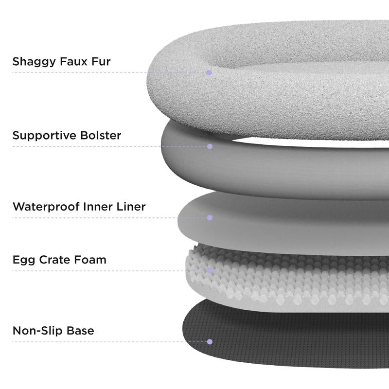 Lesure Luxury Warm Foldable 3-In-1 Flexible Giant Human Dog Bed for Adults - Cozy Fluffy Faux Fur Lounge Sofa with Supportive Bolster Egg Foam, Waterproof Liner, Soft Plush Calming Orthopedic Bed for Winter Comfort, Classic Lounge Sofa Options