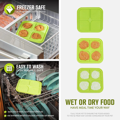 IQ Treat Lick Mat for Dogs, Dog Slow Feeder & Cat Lick Mats | Great Alternative to Slow Feeder Bowls & Cat Feeders | Perfect Dog Licking Mat, Cats Puzzle & Enrichment Toys