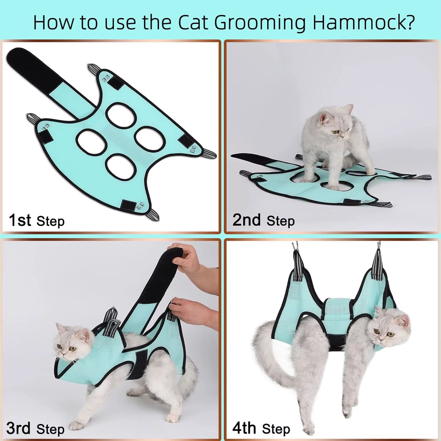TONG New Pet Cat Grooming Hammock Helper Cat Dog Hammock Dogs Repairing Nails in Beauty Hammock Restraint Bag Pet Accessories