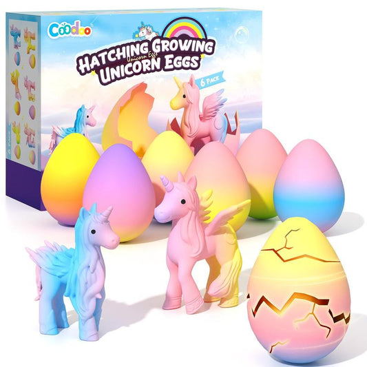 6 Pack Hatching Growing Unicorn Eggs Rainbow Colorful Eggs with 6 Unique Unicorns for Safe Fun & Magical Transformation - Perfect for Christmas & Birthday Gifts
